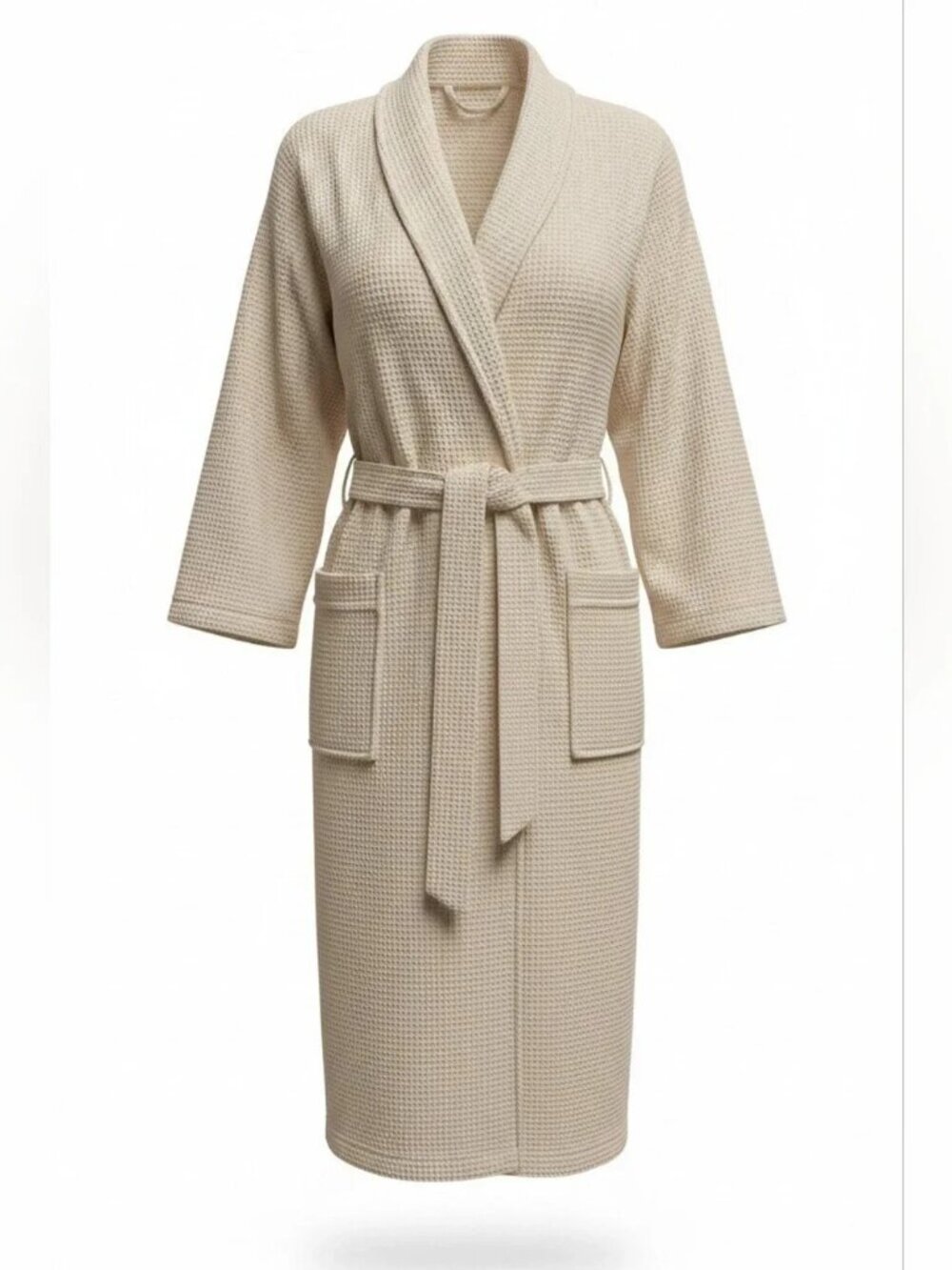 NEW Line & Dot Waffle Knit Robe Cream Size L/XL